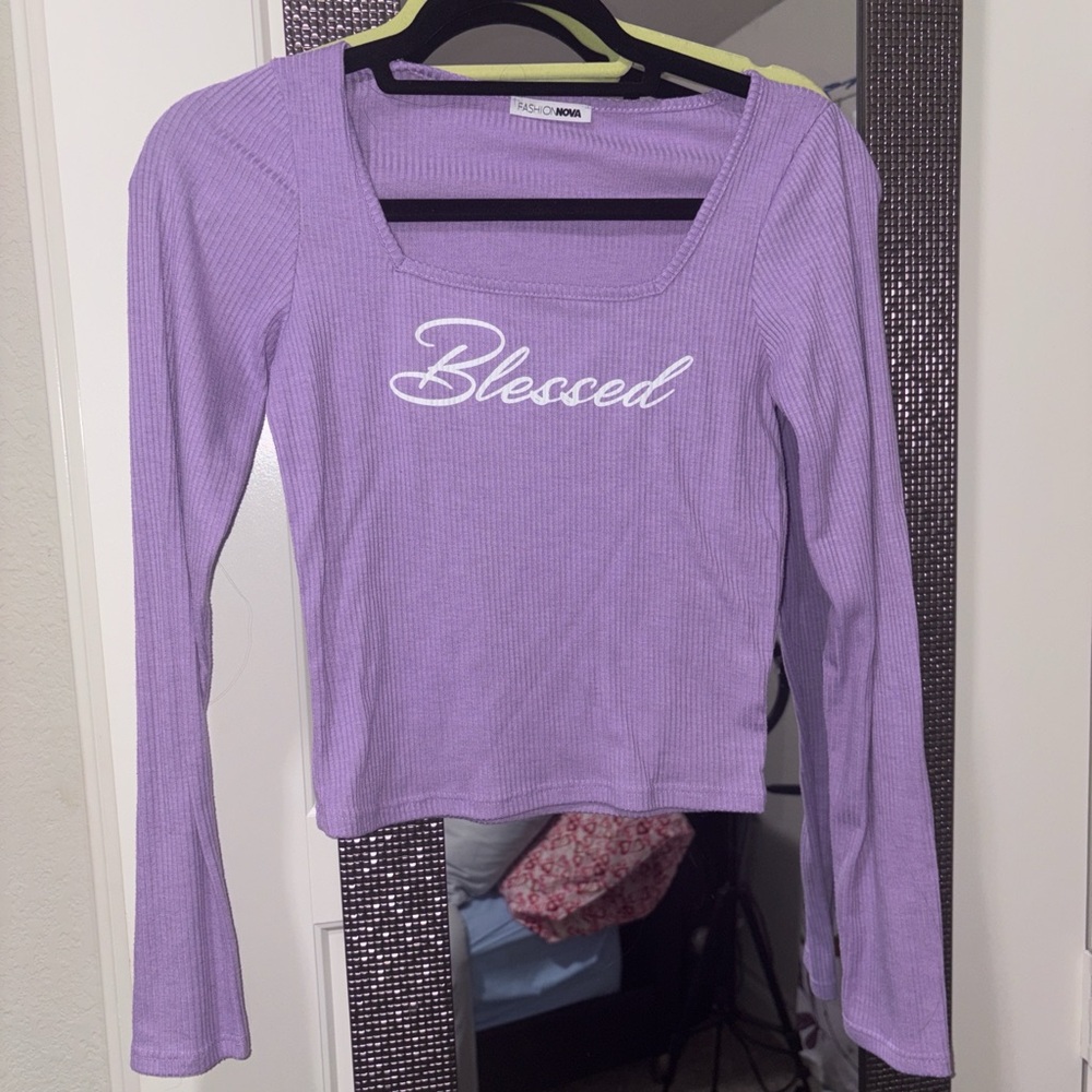 Fashion Nova Purple Fitted Crop Blouse Size Medium (M)